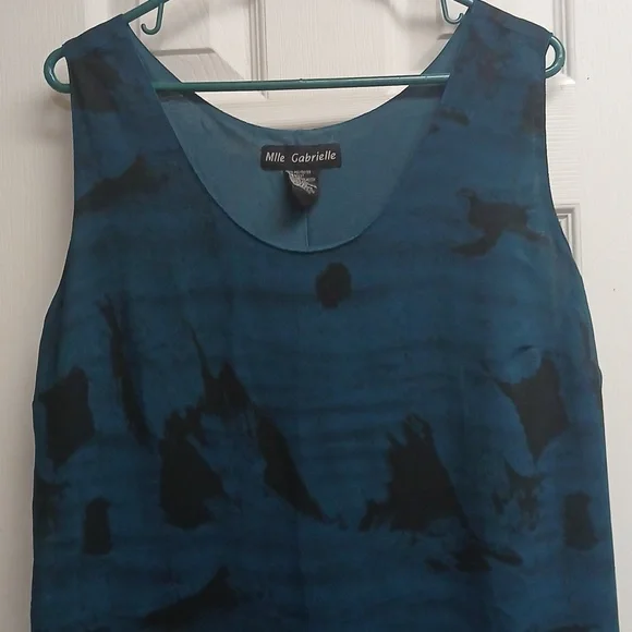 Mlle Gabrielle Boho Batik Maxi Dress Size 16 Teal Floral Geometric Border Print - Picture 4 of 8